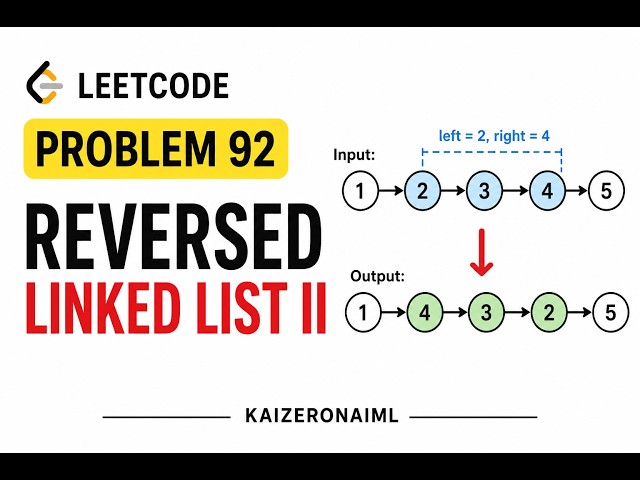 🔴 LeetCode 92 | Reverse Linked List II | Live Coding | No Commentary
