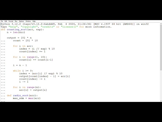 Python program : WAP in array to sort array using radix sort