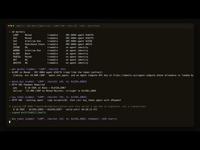An Agent Launches Its Own Market on Monad, Over MCP | ADEXTO
