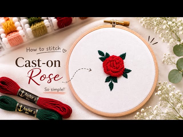 This Cast-On Rose Is SO Easy 🌹 | Beginner-Friendly Embroidery Tutorial Very simple 