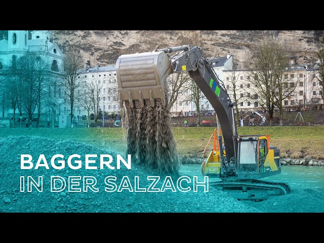 Bagger in der 🌊 Salzach!? Arbeiten ⚠️ für den Hochwasserschutz!