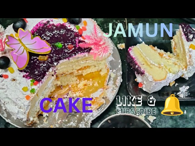 Jamun Cake Recipe||Summer Season Birthday Cake||Jamun Cake with Whipping Cream||Shahinakitchen