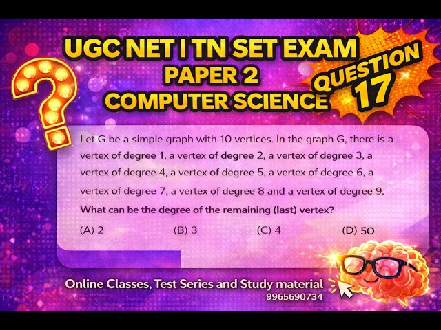 NTA UGC NET | TN SET | Computer Science | PYQ-17 | 2026 | Ekalavya Academy