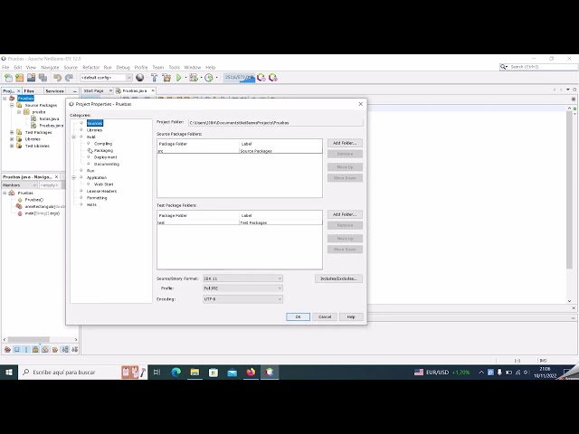 Seleccionar clase Java principal con NetBeans
