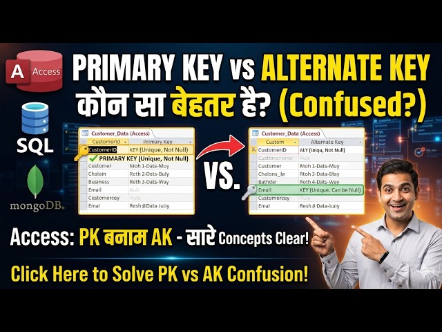 How to use alternate key in Microsoft Access || Primary key vs Alternate key in Ms Access#dbms