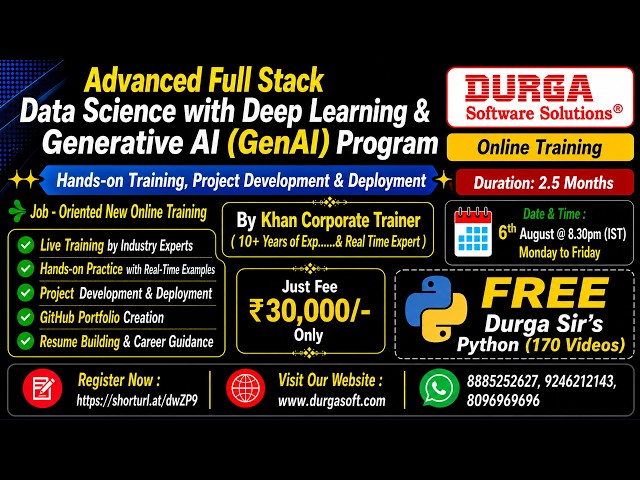 ADVANCED FULL STACK DATA SCIENCE Online Training @ DURGASOFT