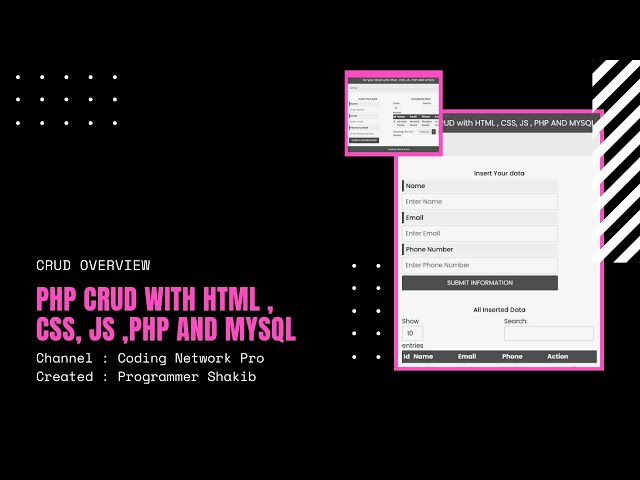 HTML, CSS, JS, PHP AND MYSQL crud overview | php crud |coding network pro