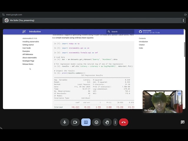 Statistics library in Python (statsmodels)