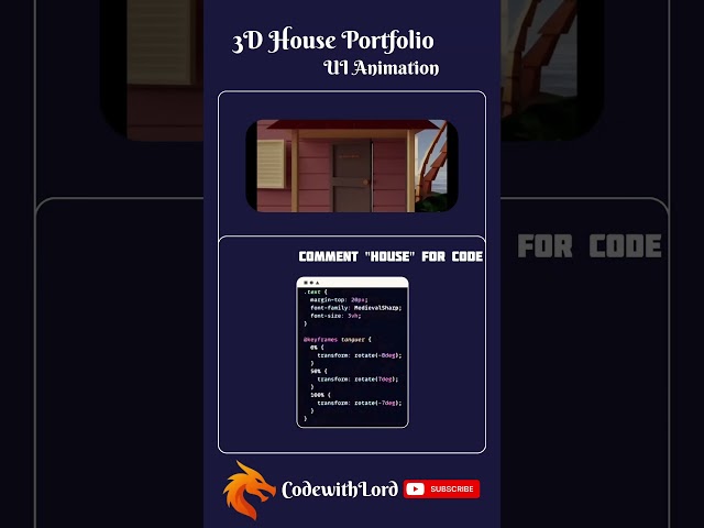 3D House Portfolio Animation UI Design | Creative Web Development Project with HTML CSS JavaScript