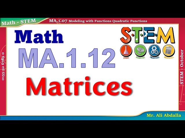 MA 1 12 Operations in Matrices