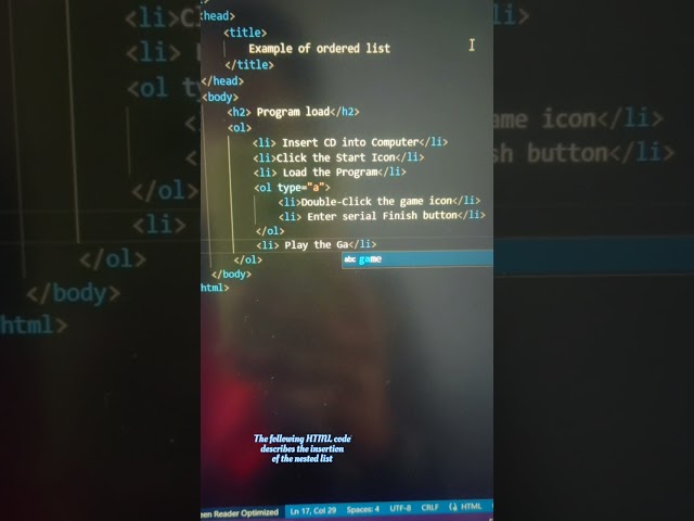 Nested List #html #htmlcode