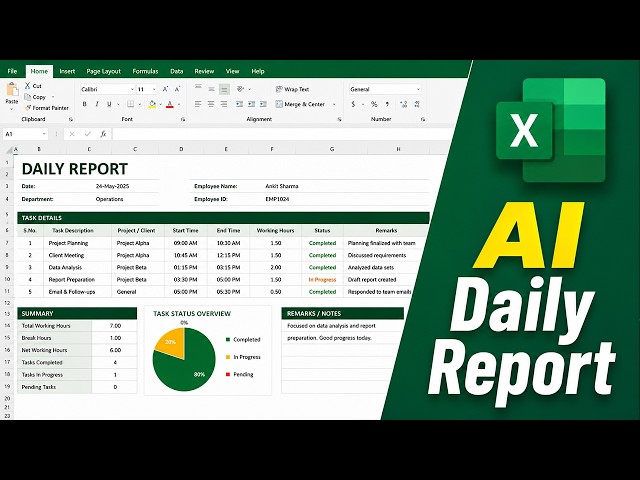 How to Create Daily Report Sheet in Excel Using AI | Smart Report Tutorial