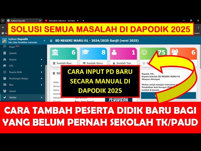 HOW TO ADD NEW STUDENTS IN DAPODIK 2025 FOR THOSE WHO HAVE NEVER ATTENDED A PAUD KINDERGARTEN SCHOOL