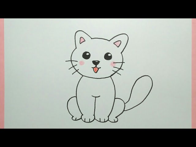 Cara menggambar kucing - How to draw a cat