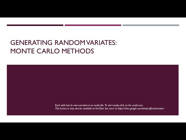 Generating Random Variates (Monte Carlo Sampling) v.2
