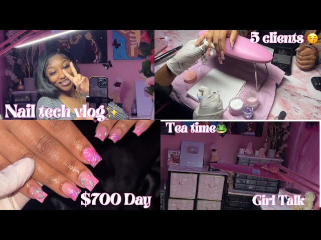 LIFE AS A NAIL TECH VLOG🩷 $700 day💰| Girl Talk🐸| 13 hour shift