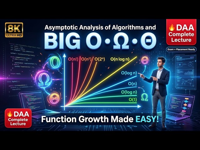 Asymptotic Analysis Explained in One Shot | Big O, Big Ω & Big Θ | #DAA