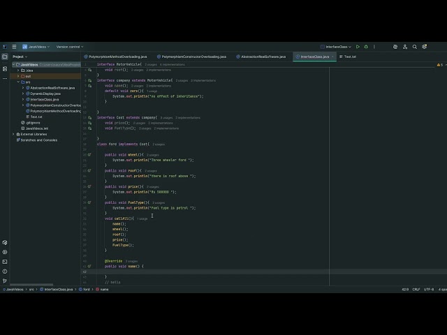 Interface extends, Implements, Default method, new ford().callAll();