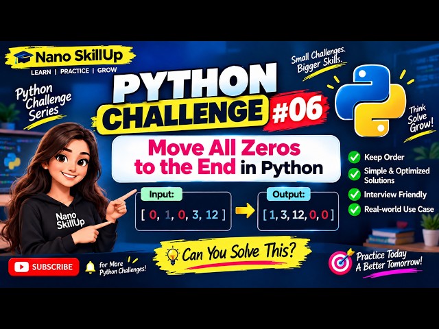 🐍 Python Programming Challenge #006 | Move All Zeros to the End | LeetCode