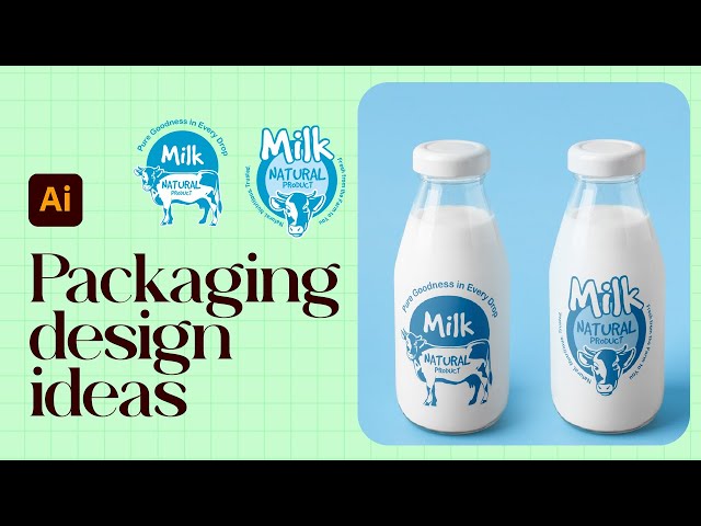 Milk Bottle Packaging Design in Adobe Illustrator | Modern & Creative Tutorial 2025
