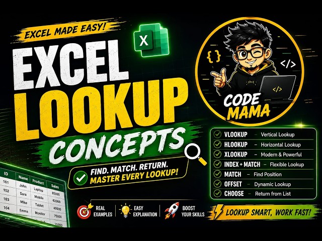 Excel Lookup Concepts VLOOKUP, HLOOKUP, XLOOKUP, we’ll learn the most useful Excel Lookup Functions
