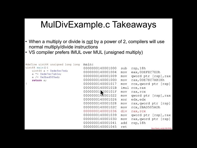 Multiplication & Division: MulDivExample1.c Explanation - Architecture 1001: x86-64 Assembly