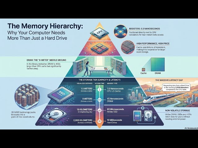 Why Computers Use Multiple Memory Types: SSDs, DRAM, and Cache