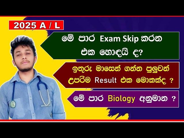 A /L ළමයිට මේ දවස්වල තියෙන ප්‍රශ්න | Exam Skip #🙄 | මාසෙන් ගන්න පුලුවන් උපරිම Result | අනුමාන # 🤗❤️