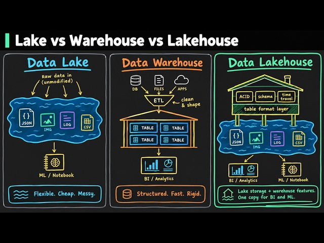 Data Lake vs Data Warehouse vs Data Lakehouse: Data Engineering Simplified