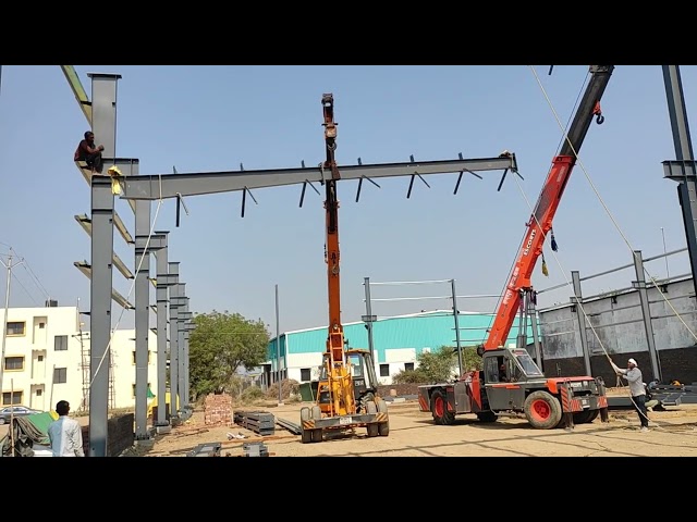 Erection work Peb | Peb construction process | Rafter & column Erection process|Industrial shed cons