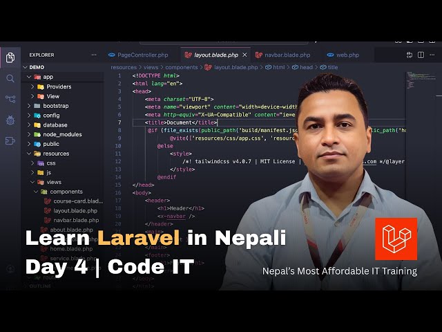 Laravel Day 4: How to design Navbar and Hero Section in laravel #laravel
