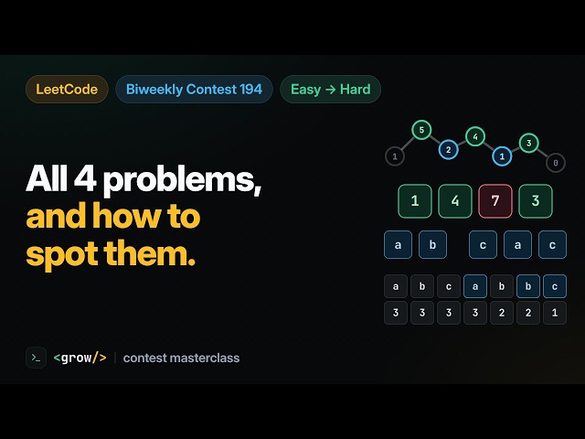 LeetCode Biweekly Contest 194 — all 4 problems, and how to spot each idea next time
