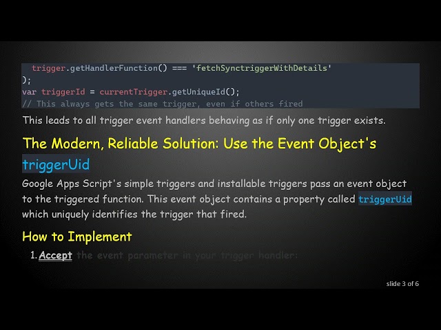 How to Identify the Current Active Trigger in Google Apps Script Using event.triggerUid