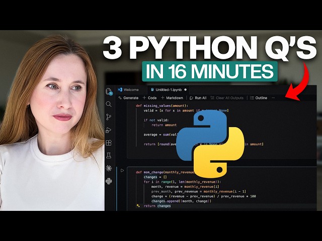 🔴Live Data Science Interview: 3 Tricky Python Questions in 16 Minutes