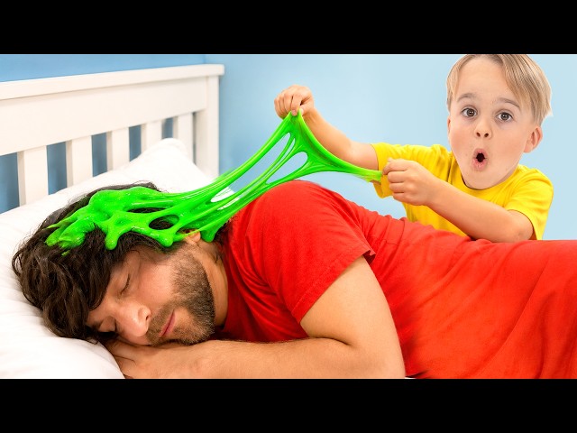 Mike accidentally spoils Uncle hairstyle with slime and helps to fix it!
