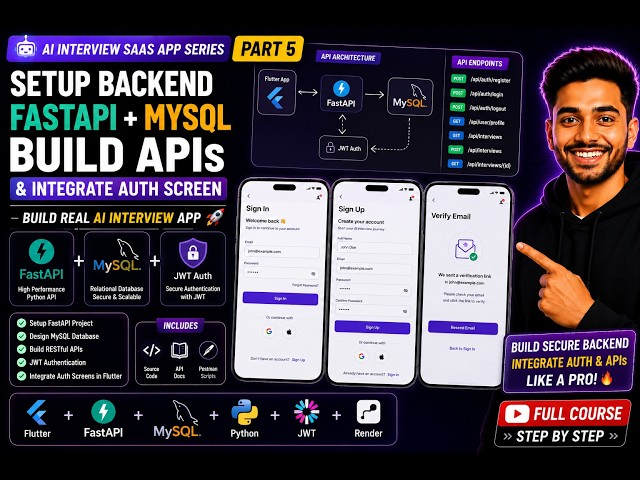 Build FastAPI + MySQL Backend for Flutter AI Interview App | Auth & APIs | Part 5
