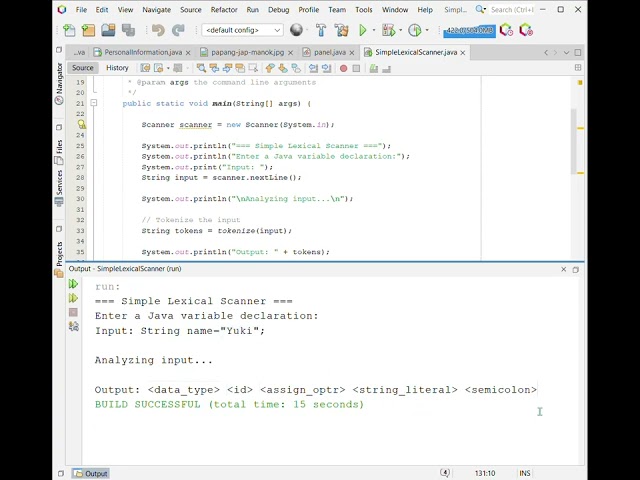Simple Lexical Scanner in Java