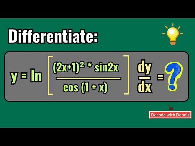 Let's Differentiate a Logarithm Function! (Example 3)