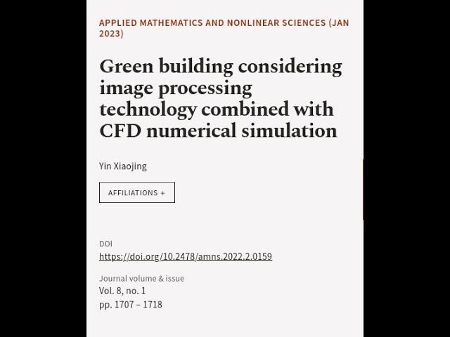 Green building considering image processing technology combined with CFD numerical si... | RTCL.TV