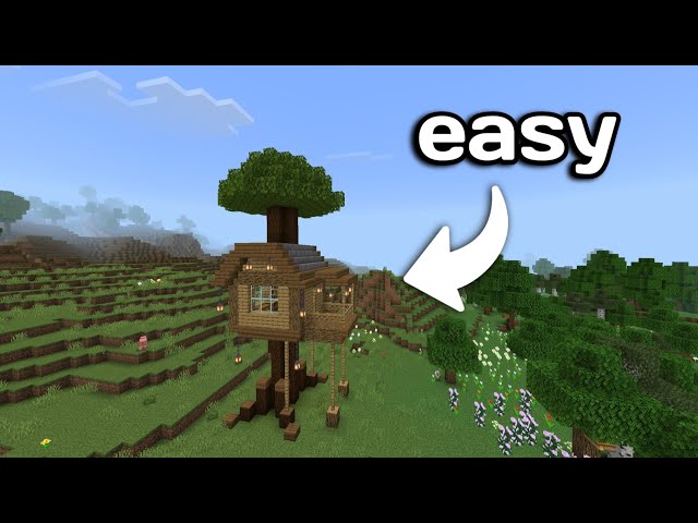 Easy to build in mobile treehouse| minecraft tutorial