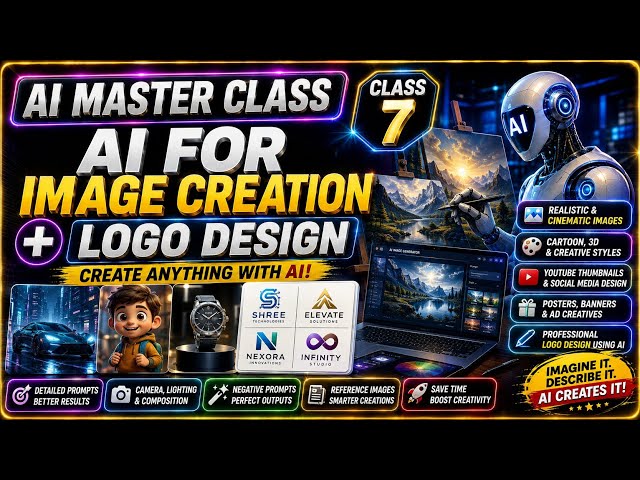 AI Se Kuch Bhi Create Karo! 🔥 Image, Thumbnail & Logo Design | AI Master Class Class 7