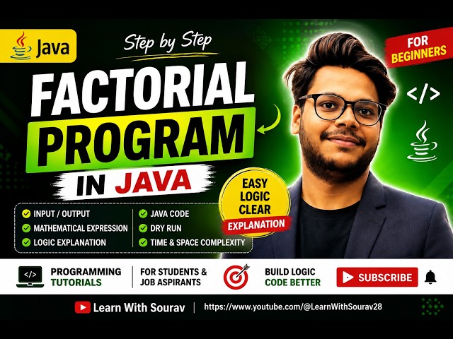 Factorial Program in Java | Java Factorial Program Using For Loop | Logic, Code & Dry Run