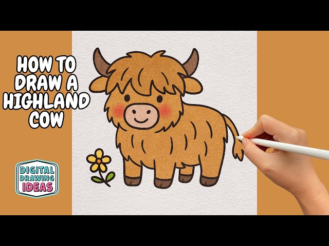 How to Draw a Highland Cow | Cute Drawing Tutorial