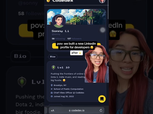 NEW LinkedIn Profile for developers 🫣 Head over to codedex.io to make yours!! #softwaredeveloper