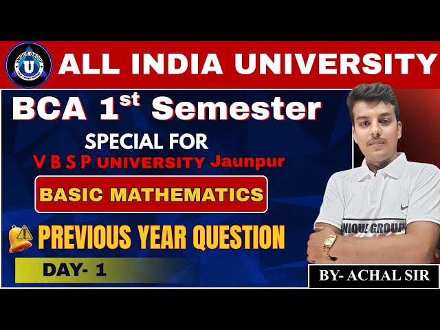 VBSP University BCA 1st Sem Basic Mathematics PYQ || Day-1 || #bca #bcaexam2025 #bca1stsem