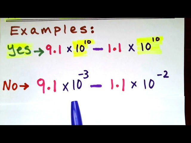 Part 10 "Scientific Notation Find the Difference example #1 Same Exponents" GED Math EXAM