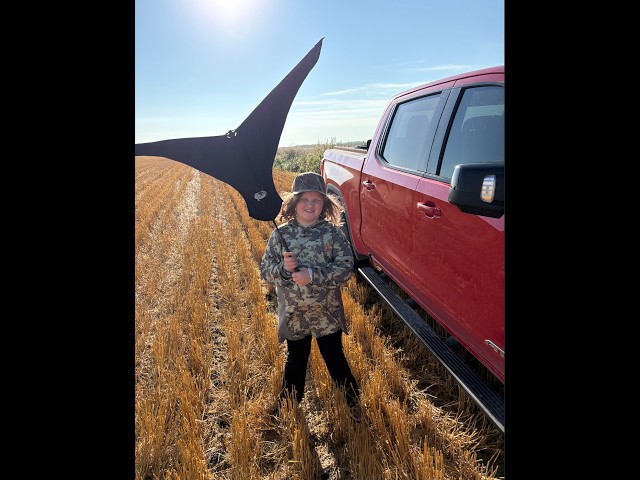 Girl on Goose: Emery's first hunt!
