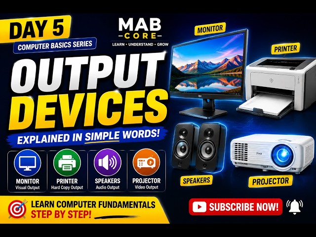 **Output Devices Explained 💻 | Monitor, Printer, Speakers & Projector | Class 5**