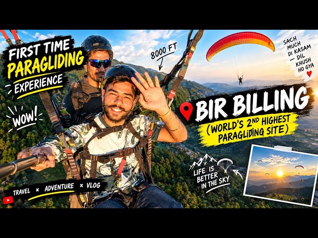 🪂 FIRST TIME PARAGLIDING EXPERIENCE IN BIR BILLING! 😱🔥8000 FT di height #viral #paragliding #trend 