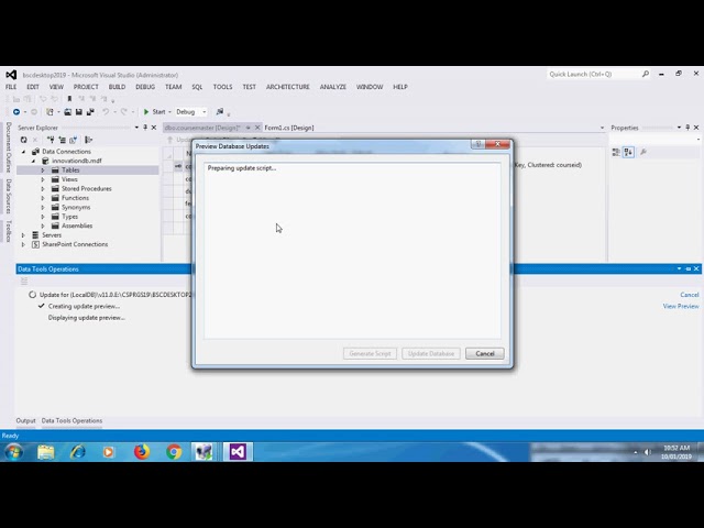 Creating SQL server Database in visual studio 2012